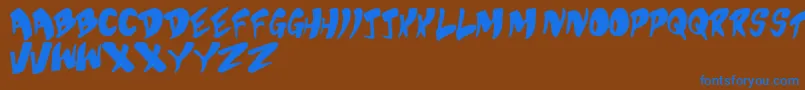Bubbs-Schriftart – Blaue Schriften auf braunem Hintergrund