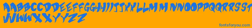 Bubbs Font – Blue Fonts on Orange Background