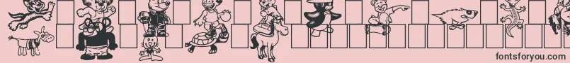 Toonimals2-Schriftart – Schwarze Schriften auf rosa Hintergrund