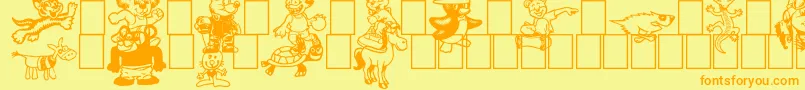 Czcionka Toonimals2 – pomarańczowe czcionki na żółtym tle