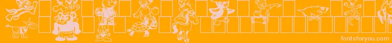 Toonimals2-Schriftart – Rosa Schriften auf orangefarbenem Hintergrund