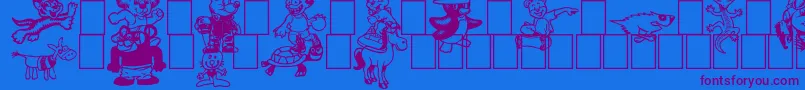 Czcionka Toonimals2 – fioletowe czcionki na niebieskim tle