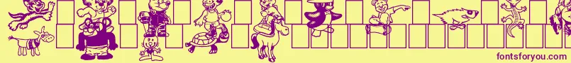 Toonimals2 Font – Purple Fonts on Yellow Background