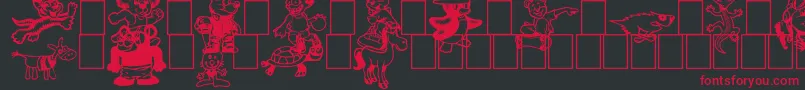 Toonimals2-Schriftart – Rote Schriften auf schwarzem Hintergrund