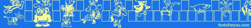 Toonimals2 Font – Yellow Fonts on Blue Background