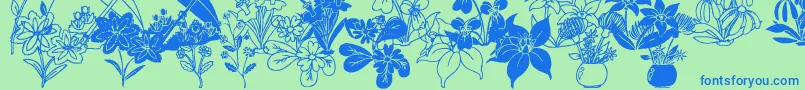 Czcionka DtFlowers2 – niebieskie czcionki na zielonym tle