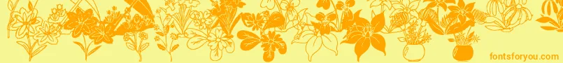 DtFlowers2 Font – Orange Fonts on Yellow Background