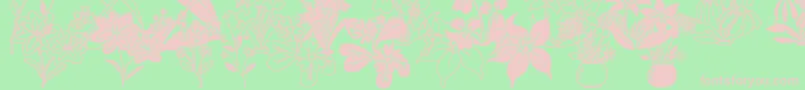 DtFlowers2-fontti – vaaleanpunaiset fontit vihreällä taustalla
