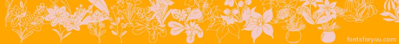 DtFlowers2-Schriftart – Rosa Schriften auf orangefarbenem Hintergrund