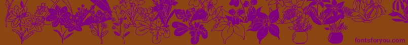 DtFlowers2-Schriftart – Violette Schriften auf braunem Hintergrund