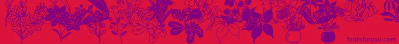 フォントDtFlowers2 – 赤い背景に紫のフォント