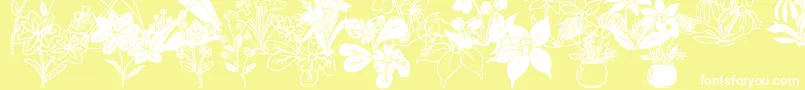 DtFlowers2-Schriftart – Weiße Schriften auf gelbem Hintergrund