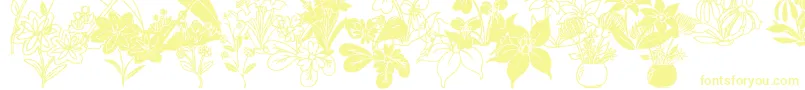 フォントDtFlowers2 – 白い背景に黄色の文字