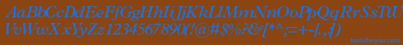 Weitere Informationen zur TerminussskSemibolditalic-Schriftart TerminussskSemibolditalic-Schriftart – Blaue Schriften auf braunem Hintergrund