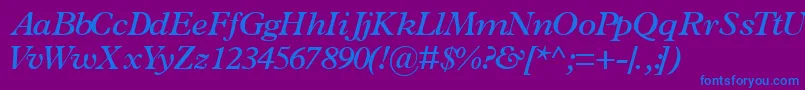 TerminussskSemibolditalic Font – Blue Fonts on Purple Background