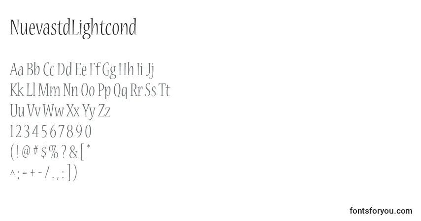 Шрифт NuevastdLightcond – алфавит, цифры, специальные символы