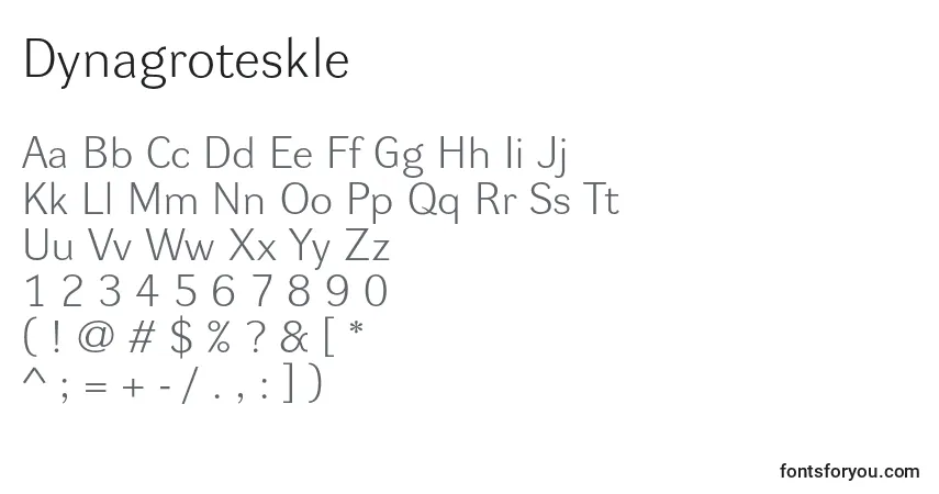 A fonte Dynagroteskle – alfabeto, números, caracteres especiais
