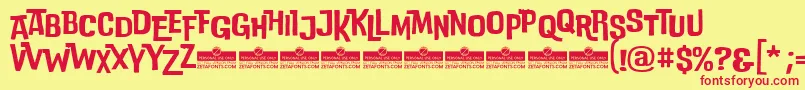 DoublebassRegularTrial Font – Red Fonts on Yellow Background