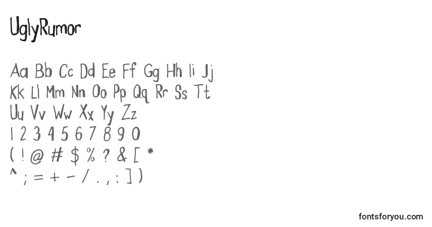 Шрифт UglyRumor – алфавит, цифры, специальные символы