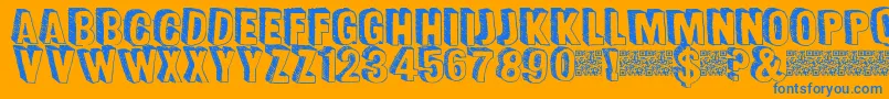 Funsized Font – Blue Fonts on Orange Background