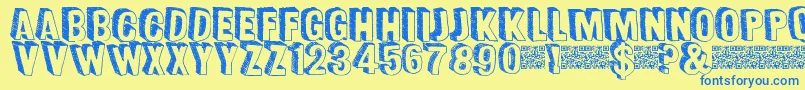 Funsized Font – Blue Fonts on Yellow Background