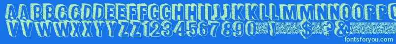 Funsized Font – Green Fonts on Blue Background