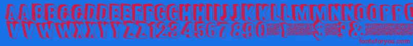 Funsized Font – Red Fonts on Blue Background