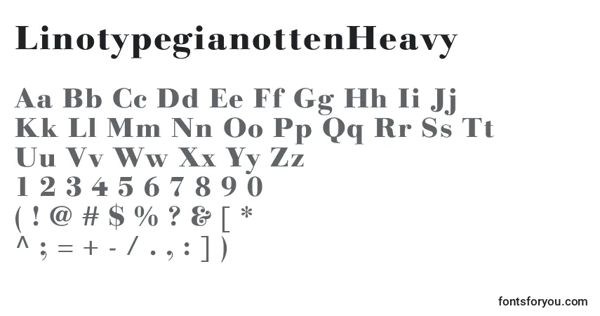 A fonte LinotypegianottenHeavy – alfabeto, números, caracteres especiais