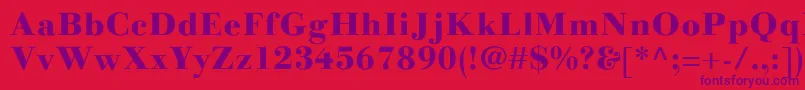 LinotypegianottenHeavy-Schriftart – Violette Schriften auf rotem Hintergrund