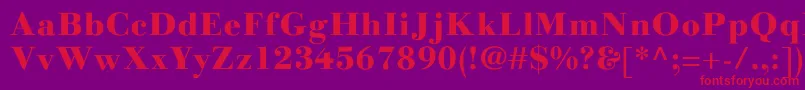 LinotypegianottenHeavy-Schriftart – Rote Schriften auf violettem Hintergrund