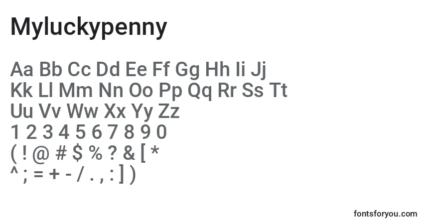 Schriftart Myluckypenny – Alphabet, Zahlen, spezielle Symbole