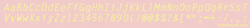 MetronomcBolditalic-Schriftart – Gelbe Schriften auf rosa Hintergrund