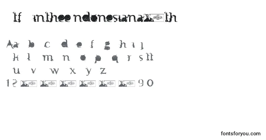 Czcionka FtfMintheeIndonesiana3th – alfabet, cyfry, specjalne znaki
