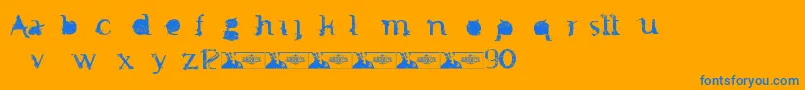 FtfMintheeIndonesiana3th-Schriftart – Blaue Schriften auf orangefarbenem Hintergrund