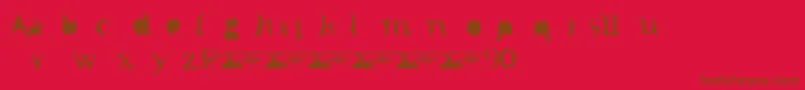 FtfMintheeIndonesiana3th-Schriftart – Braune Schriften auf rotem Hintergrund