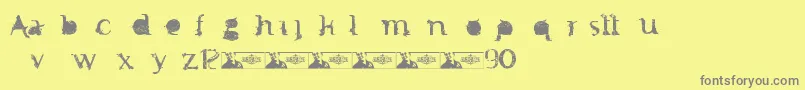 FtfMintheeIndonesiana3th-Schriftart – Graue Schriften auf gelbem Hintergrund