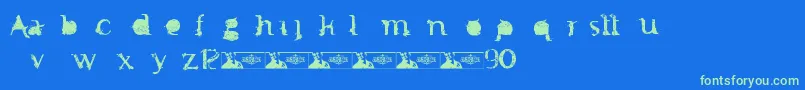 フォントFtfMintheeIndonesiana3th – 青い背景に緑のフォント