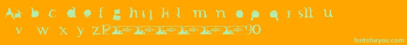 FtfMintheeIndonesiana3th-fontti – vihreät fontit oranssilla taustalla