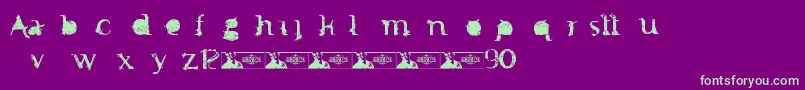 フォントFtfMintheeIndonesiana3th – 紫の背景に緑のフォント