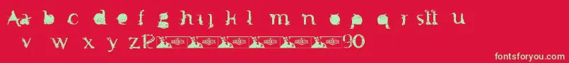 フォントFtfMintheeIndonesiana3th – 赤い背景に緑の文字