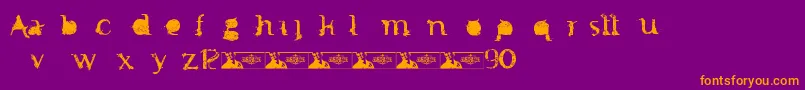 FtfMintheeIndonesiana3th-Schriftart – Orangefarbene Schriften auf violettem Hintergrund