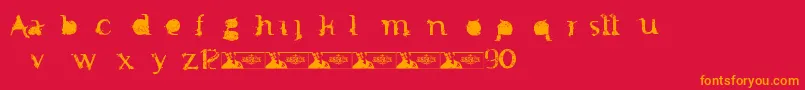 FtfMintheeIndonesiana3th-Schriftart – Orangefarbene Schriften auf rotem Hintergrund