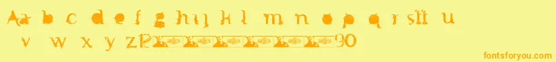 FtfMintheeIndonesiana3th-Schriftart – Orangefarbene Schriften auf gelbem Hintergrund