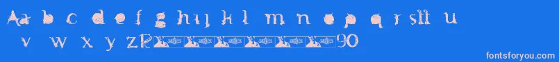FtfMintheeIndonesiana3th-fontti – vaaleanpunaiset fontit sinisellä taustalla