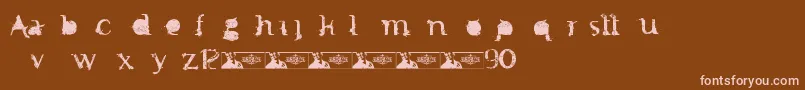 FtfMintheeIndonesiana3th-fontti – vaaleanpunaiset fontit ruskealla taustalla