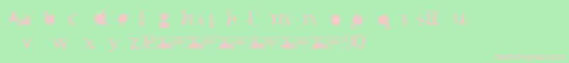 FtfMintheeIndonesiana3th-fontti – vaaleanpunaiset fontit vihreällä taustalla