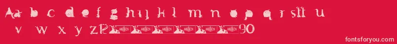 FtfMintheeIndonesiana3th-fontti – vaaleanpunaiset fontit punaisella taustalla