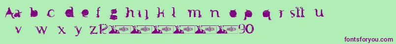 Шрифт FtfMintheeIndonesiana3th – фиолетовые шрифты на зелёном фоне