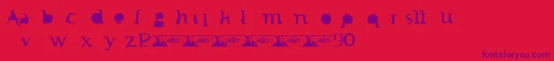 Czcionka FtfMintheeIndonesiana3th – fioletowe czcionki na czerwonym tle