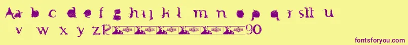 FtfMintheeIndonesiana3th-Schriftart – Violette Schriften auf gelbem Hintergrund